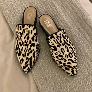 Bleecker & Bond Calf Hair Studded Leopard Mules
